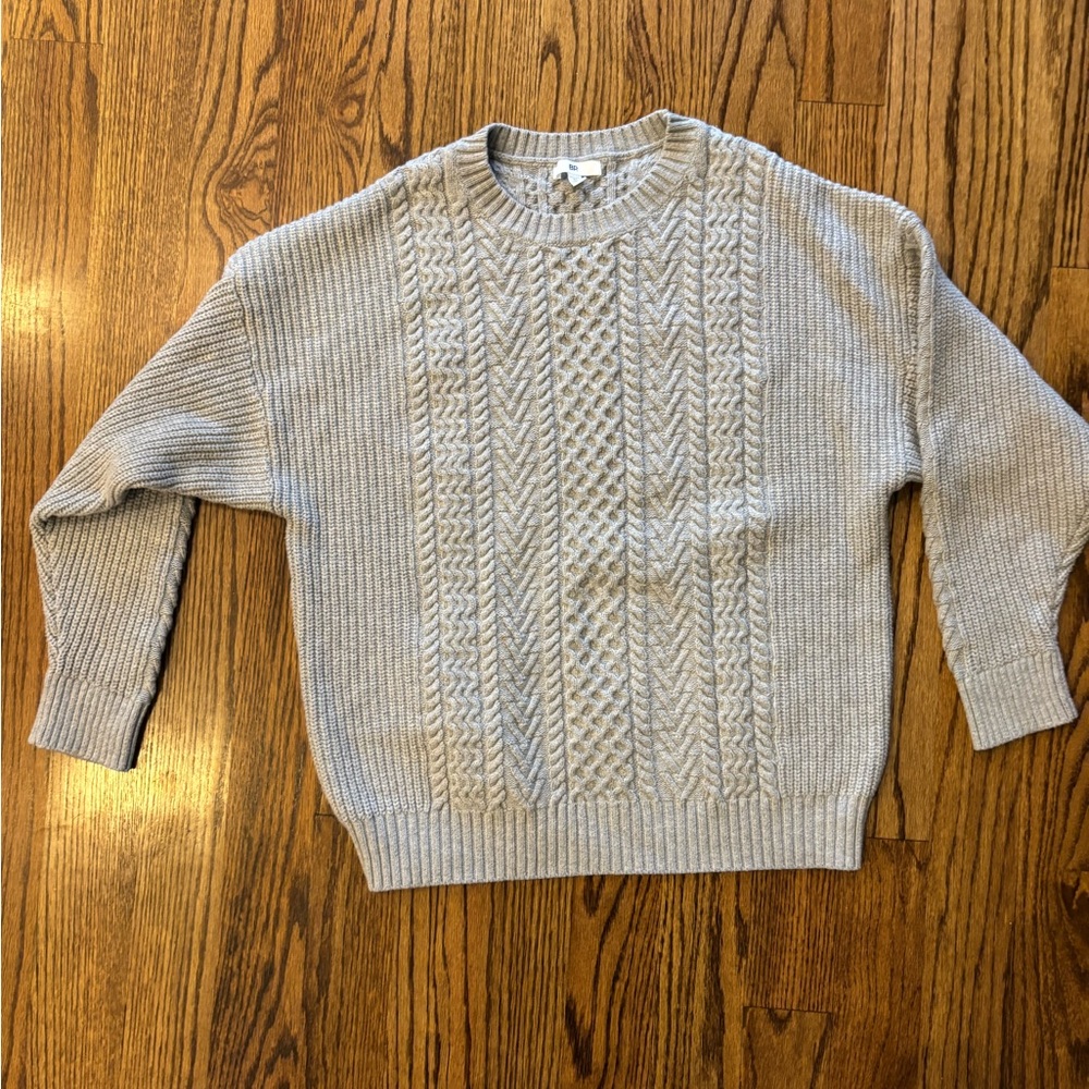 bp Textured Cable Knit Sweater in Light Gray